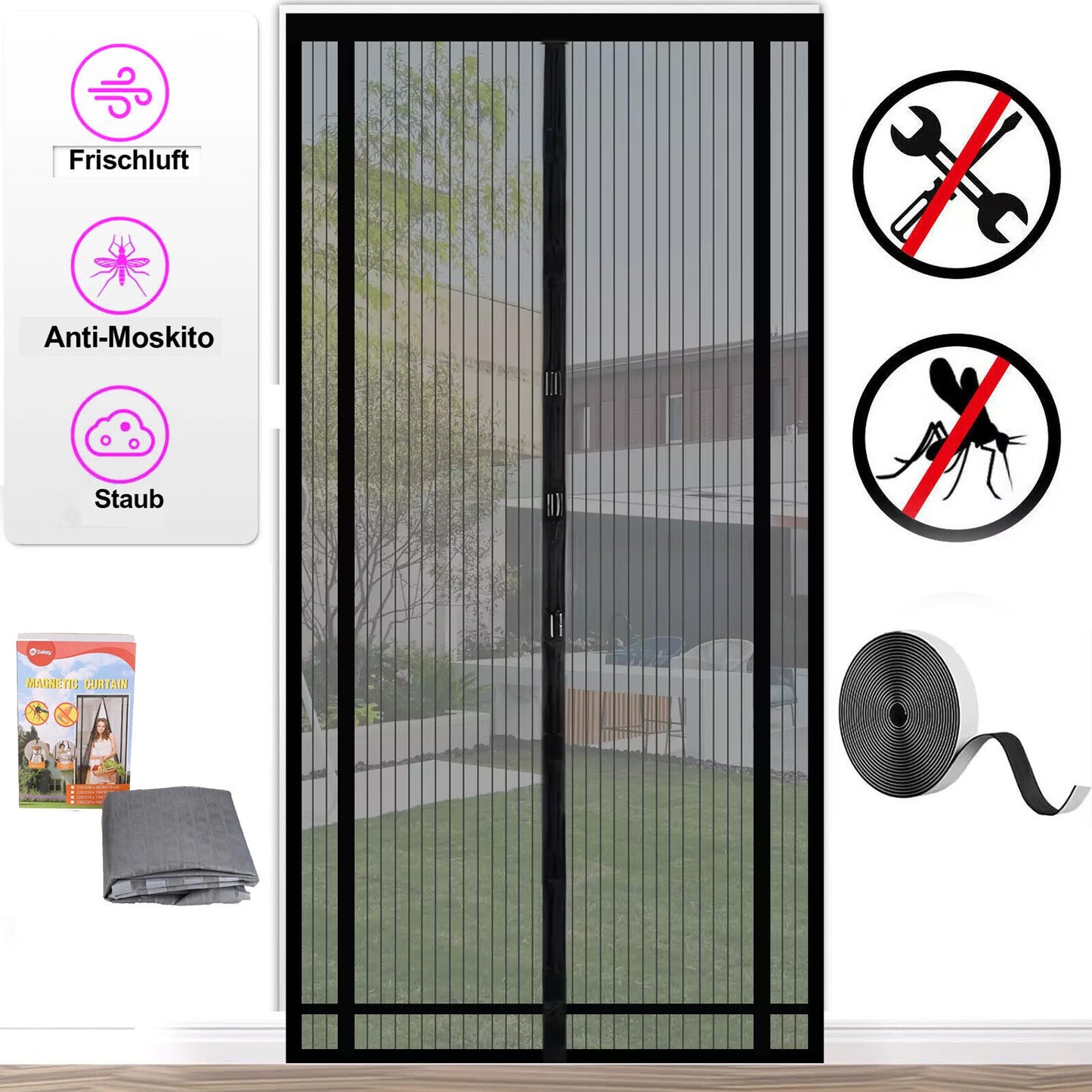 Fly Screen Door Insect Screen Door Curtain Magnetic Curtain Balcony Door 220x100cm