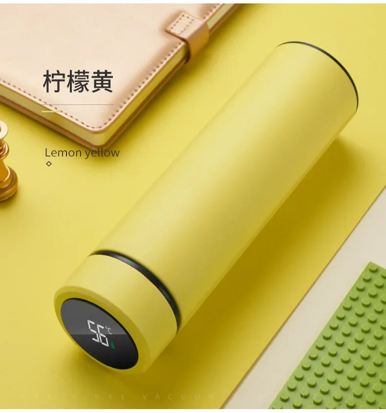 500ml Smart Temperature Display Thermos Cup Cute Children's Student Water Bottle Coffee Mug Stainless Steel Portable Drinkware