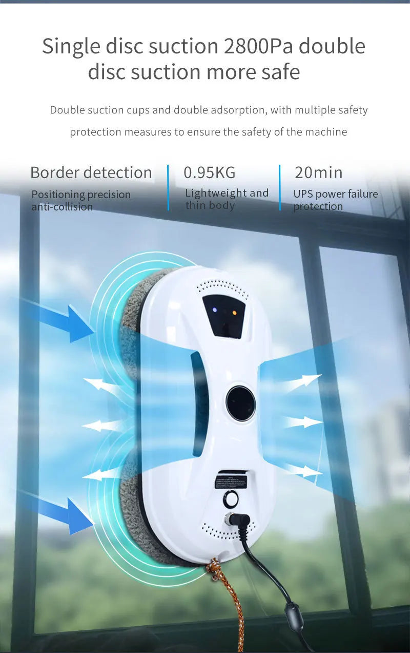 Ultra-thin Robot Vacuum Cleaner Window Cleaning Clean Glass Electric Window Cleaner Blackout Protection