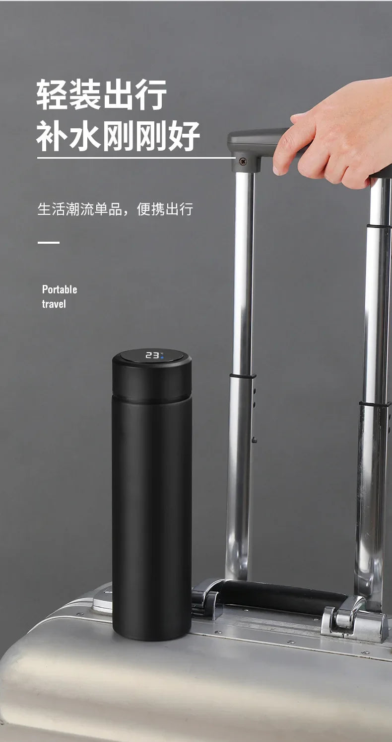 500ml Smart Temperature Display Thermos Cup Cute Children's Student Water Bottle Coffee Mug Stainless Steel Portable Drinkware