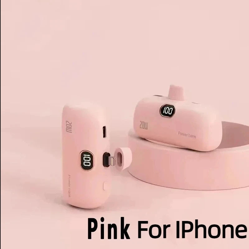 Mini Power Bank 2000/5000mAh Built Cable Portable Mobile Charger Fast Charger Spare Battery Capsule Power bank For iPhone Type-C