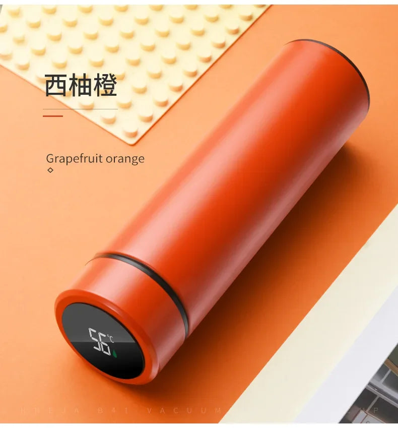 500ml Smart Temperature Display Thermos Cup Cute Children's Student Water Bottle Coffee Mug Stainless Steel Portable Drinkware