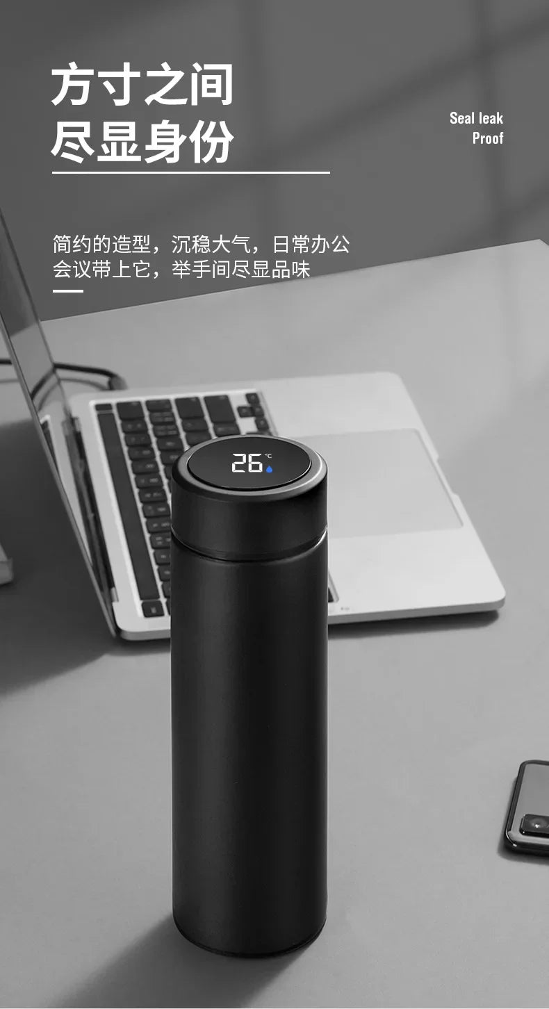 500ml Smart Temperature Display Thermos Cup Cute Children's Student Water Bottle Coffee Mug Stainless Steel Portable Drinkware