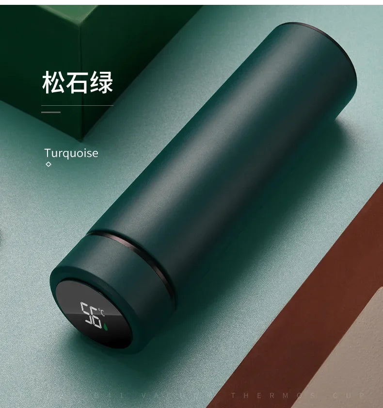 500ml Smart Temperature Display Thermos Cup Cute Children's Student Water Bottle Coffee Mug Stainless Steel Portable Drinkware