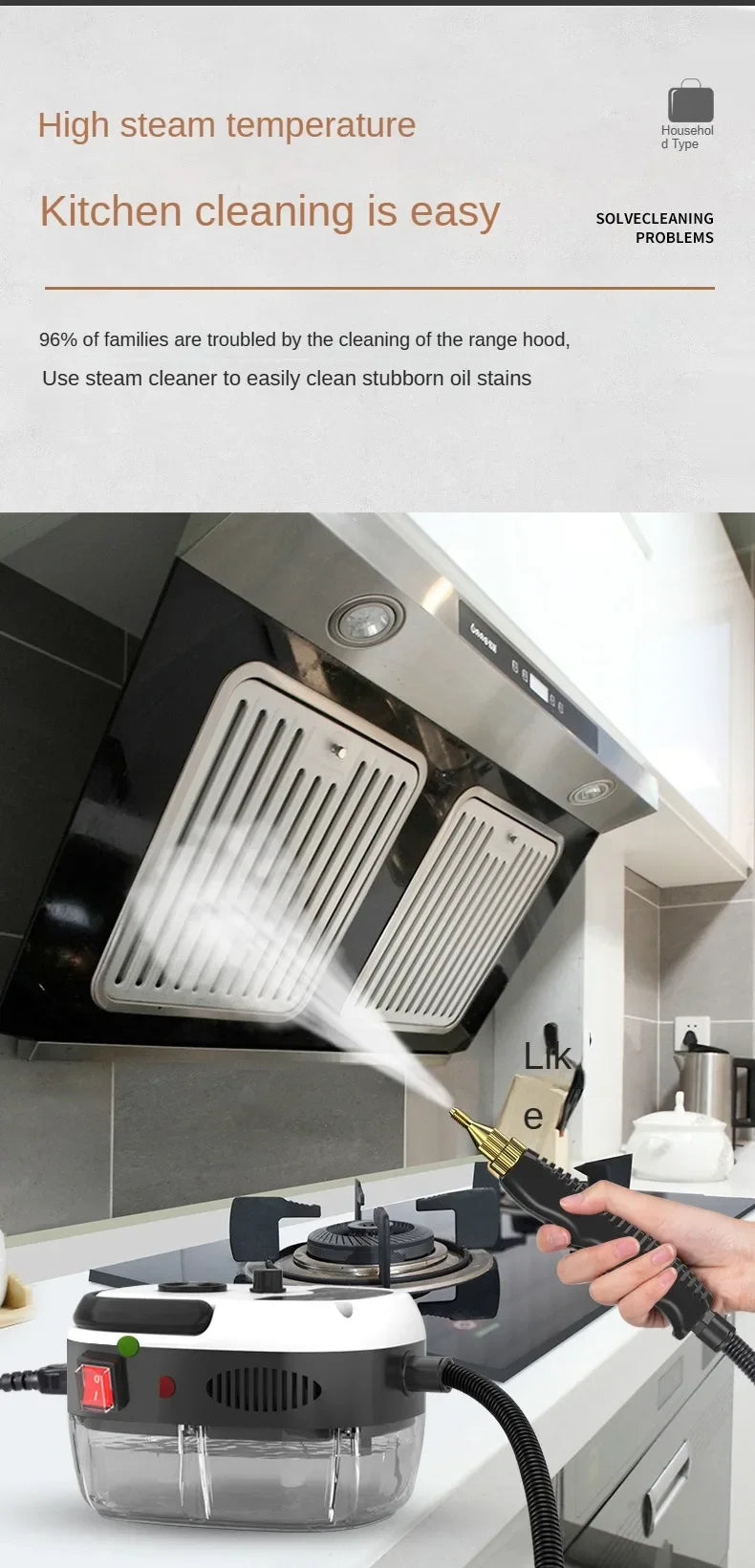 2500W High Temperature and Pressure Handheld Steam Cleaners Air Conditioner Kitchen Hood Car Steam Clean Machine Floor Cleaning