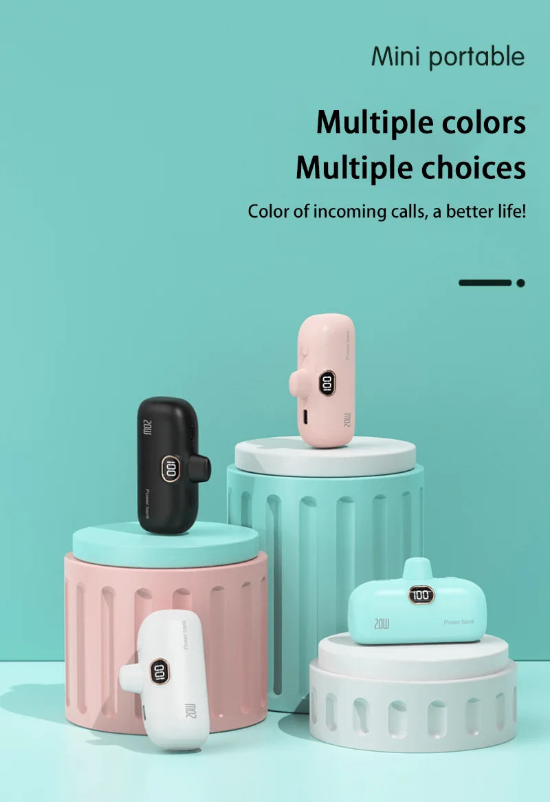 Mini Power Bank 2000/5000mAh Built Cable Portable Mobile Charger Fast Charger Spare Battery Capsule Power bank For iPhone Type-C