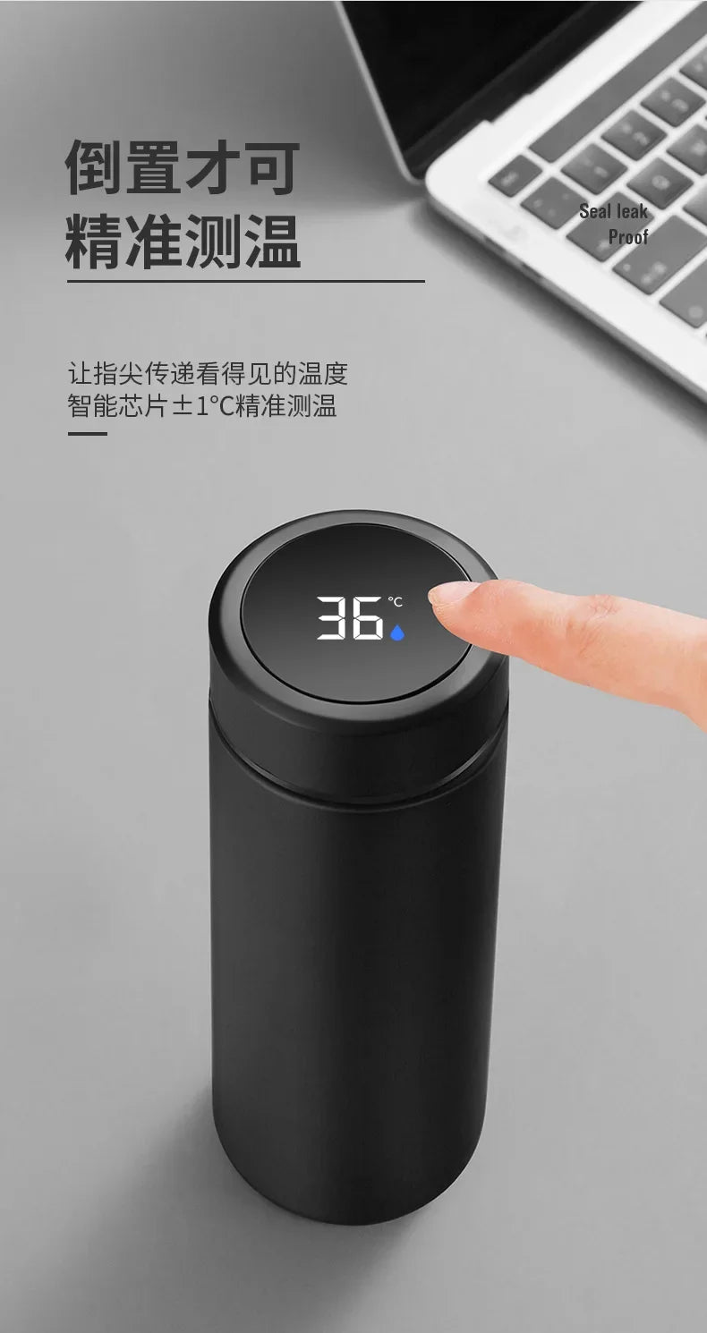 500ml Smart Temperature Display Thermos Cup Cute Children's Student Water Bottle Coffee Mug Stainless Steel Portable Drinkware