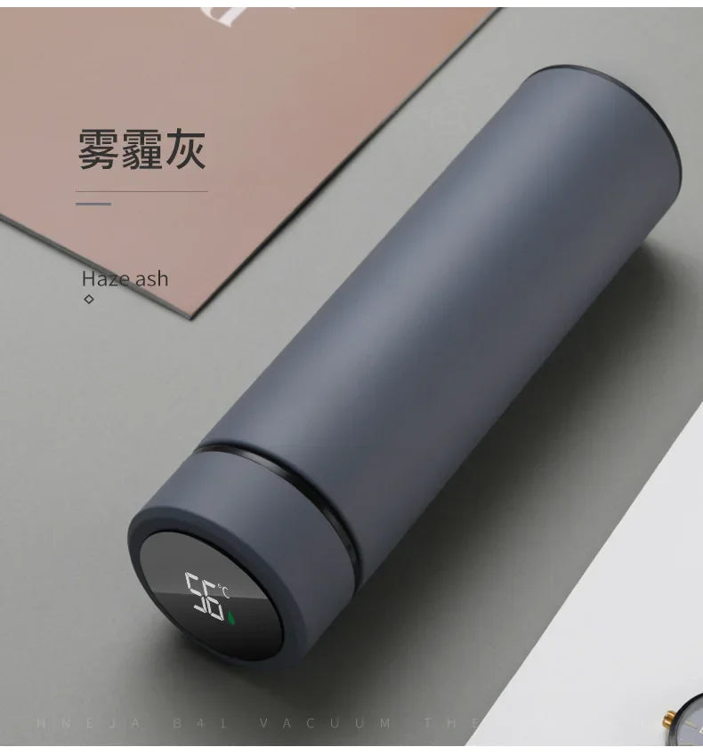 500ml Smart Temperature Display Thermos Cup Cute Children's Student Water Bottle Coffee Mug Stainless Steel Portable Drinkware