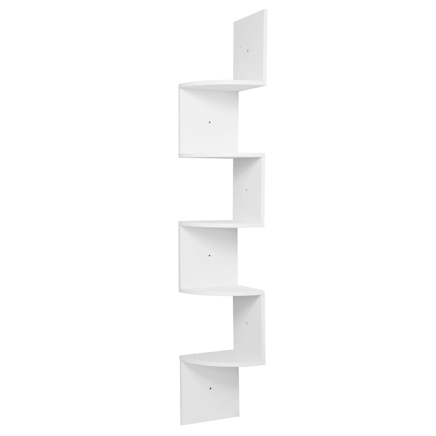 WOLTU 1PC White Black 5 Tiers Zigzag Style Decorative Wall Shelf Bookcase Corner CD DVD Shelf for Home Organization Decoration