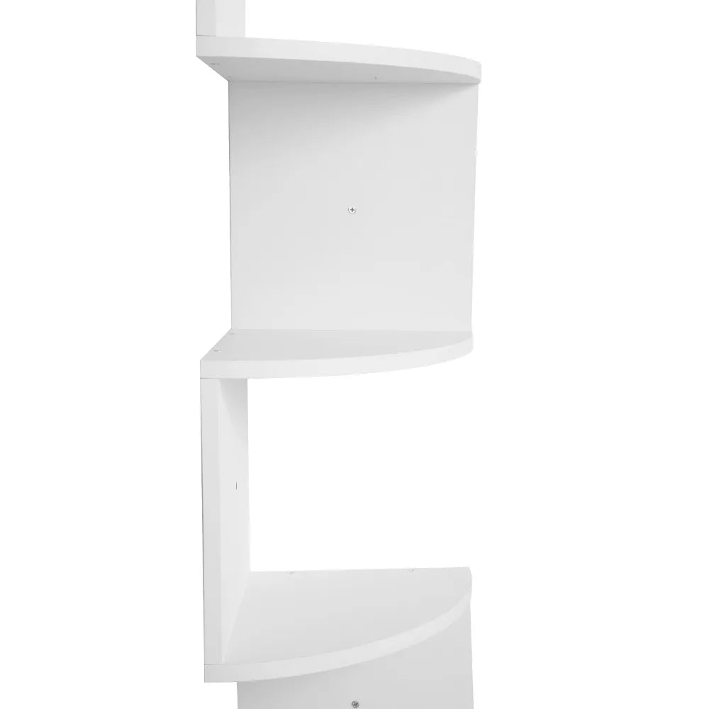 WOLTU 1PC White Black 5 Tiers Zigzag Style Decorative Wall Shelf Bookcase Corner CD DVD Shelf for Home Organization Decoration