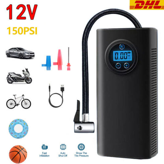 LCD Electric Battery Air  Car Bicycle Tyre Compressed Air Compressor 150PSI