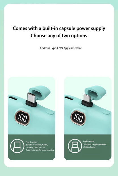 Mini Power Bank 2000/5000mAh Built Cable Portable Mobile Charger Fast Charger Spare Battery Capsule Power bank For iPhone Type-C