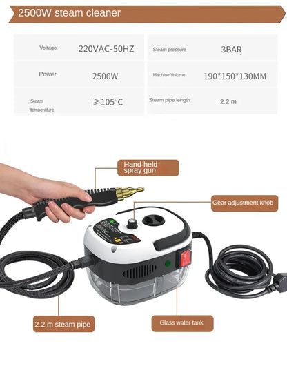 2500W High Temperature and Pressure Handheld Steam Cleaners Air Conditioner Kitchen Hood Car Steam Clean Machine Floor Cleaning