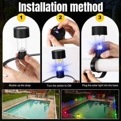 8 swimming pool solar lights, waterproof lights, outdoor swimming pool accessories, colored lights and night lights
