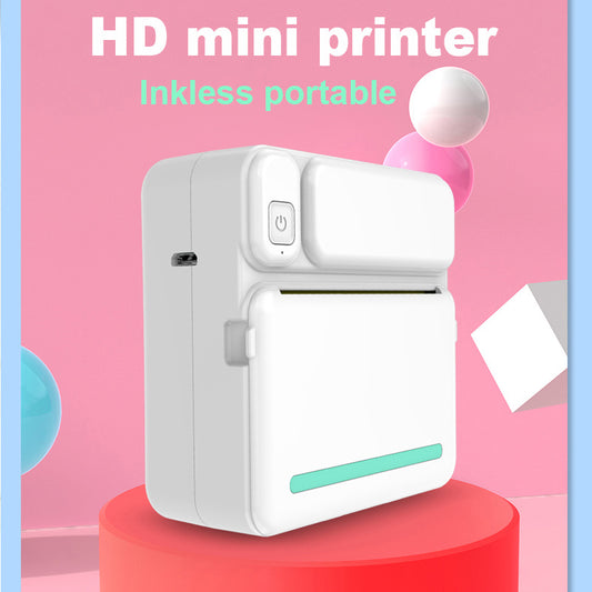 Portable Mini Printer HD Photo Pocket Thermal Label With White Color Adhesive Paper Wireless Bluetooth Learning Paper Mini Maker